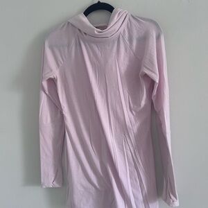 Athleta Soft Pink Gathered Cowl Neckline Hoodie Top